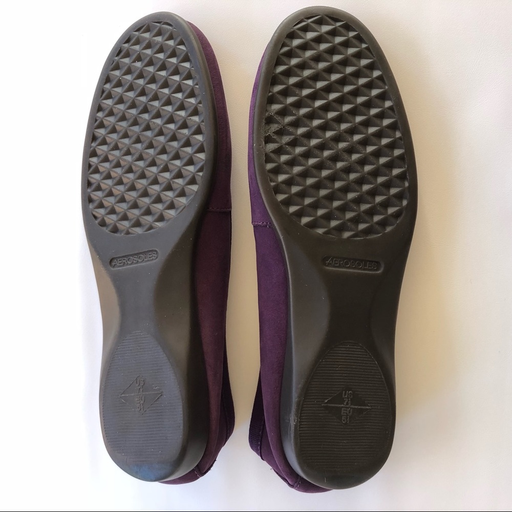 Aerosoles Suede Ballet Flat Purple with Bows - Picture 6 of 8